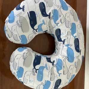 Boppy nursing pillow and blue whales cover
